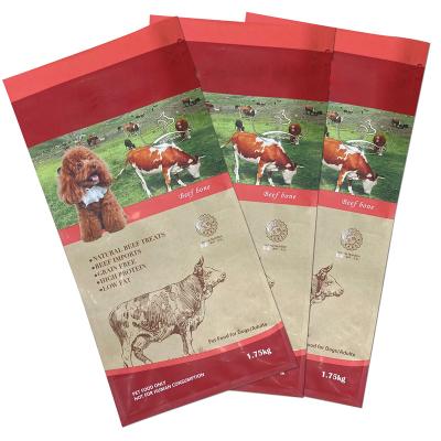 China Reusable Red Pet Food Grade Resealable Printed Pet Food Eight Side Seal Moisture Proof Ziplock Eco Friendly Packaging Bags Flat Bottom Bag for sale