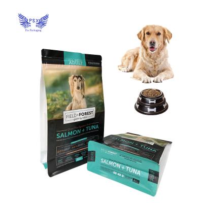 China Custom Green Plastic Reusable Resealable Eco-Friendly Side Moisture Proof Storage Flat Bottom Mylar Pet Food Bag Flat Bottom Bag With Zipper for sale