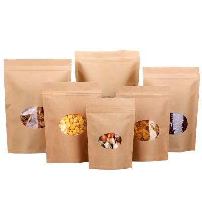 China Recyclable Eco Friendly Reusable Storage Window Waterproof Convenient Biodegradable Brown Holder Up Custom Kraft Paper Bag Kraft Paper Bag for sale