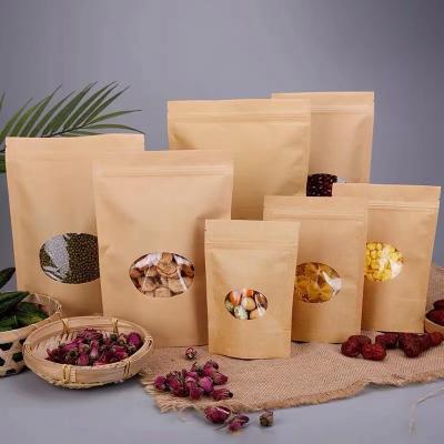 China Recyclable Reusable Storage Window Brown Coffee Kraft Paper Convenient Waterproof Convenient Biodegradable Paper Bags For Cat Litter Food Kraft Paper Bag for sale