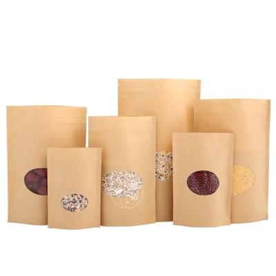 China Free Sample Recyclable Waterproof Convenient Small Biodegradable Window Brown Coffee Bag Kraft Paper Bag Run Biodegradable Kraft Paper for sale