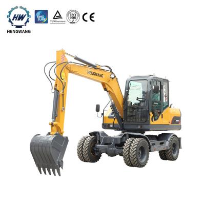 China Construction works HW-80L Factory Selling 4 Wheels Excavator Hydraulic Excavator 8ton Backhoe Wheel Excavator for sale