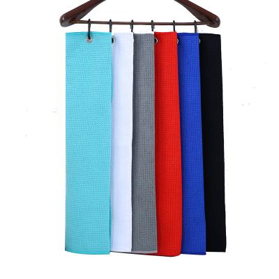 China Custom Golf Ball Towel Microfiber Waffle Waffle Microfiber Logo Embroidery One Tri for sale