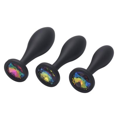 China Os brinquedos do sexo anal do silicone molham da tomada anal da extremidade do Massager do preto do projeto da gota o grupo anal da tomada à venda