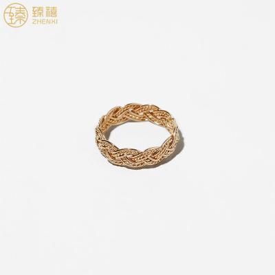China ZHENXI Weave Design 14K Gold Plated Amazon Environmental Friendly Hot Selling Central Institute of Statistics Unique Ring for Women and Girls Daily Wear Birthday Gift for sale