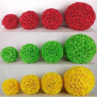 China High quality eco-friendly hot sale silk rose big artificial flower rose flower ball for wedding decoration for sale