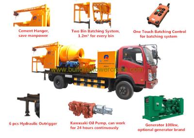 China ISO / CE / BV / ROHS Betonmischer Pumpenfahrzeug 8Mpa Ausgangsdruck 100kW Generator zu verkaufen