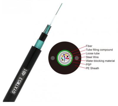 China Outdoor Fiber Optic Cable GYXTW53 G652D SM 24 48 Core Armoured Fiber Cable for sale