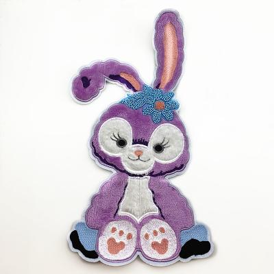China Cheap Price Fashion Embriodery Patch For New Fashionable Ins Clothes Accessories, Xingdelu High Quality Rabbit Plush Fabric Stickers DIY Chenille Patch for sale