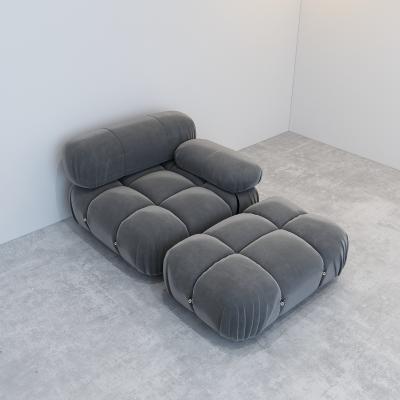 China Convertible Camaleonda 1 seater velvet fabric sofa with large footstool by Mario Bellini's CHAMBRE D'HÔTE Italy for sale