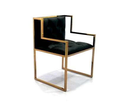 China Gold Genuine Leather Steel Frame Dining Bradley Chair for sale