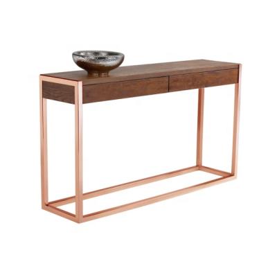 China Gold Gold Steel Frame Console Table / Hotel Project Console Table for sale