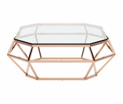 China Diamond Shape Convertible Coffee Table In Rose Gold 26036# Steel Frame for sale