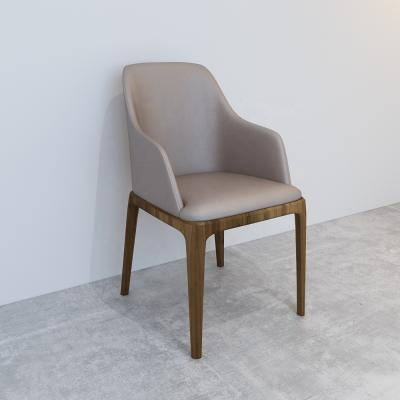 China Good Quality Nordic Restaurant PU Leather Upholstered Dining Chair (Other) Adjustable With Solid Wood Legs for sale