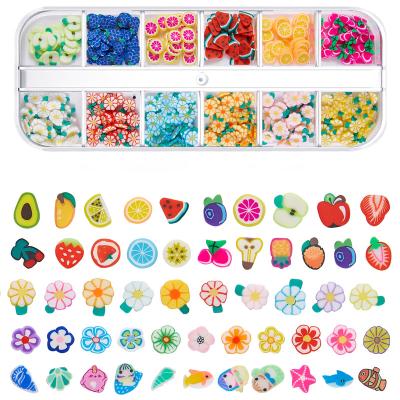China Convenient FLowers Mixed Designs Polymer Clay Slices 3d Nail Charms Multiple Flowers Polymer Clay Slices Nail Kit Kawaii Accessories for sale