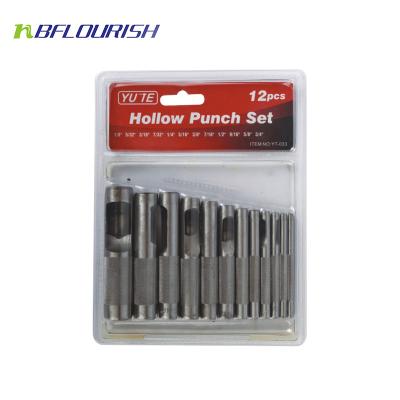 China 45#steel FLOURISH Hand Tool Punch 12PCS Stainless Steel Leather Hollow Hole Punch for sale