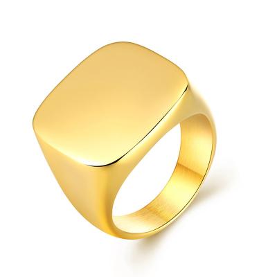 China Factory CLASSIC Luxury Stainless Steel Personality Ring Chunky 18k Gold Plated Ring For Man for sale