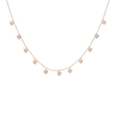 China Fashion Charm Necklace Chain Bling Bling Wholesale Copper Zircon Heart Couple Necklace Pendant Jewelry for sale