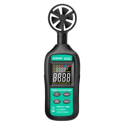 China ANENG GN301 Digital -10 Anemometer 0-30m/s Wind Speed Meter | 45C Temperature Tester Anemometro With LCD Backlight Display GN301 Digital Anemometer for sale