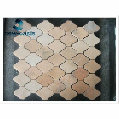 China Dark beige yellow color natural marble mosaic flower design Marble mosaic for bathroom kitchen for sale