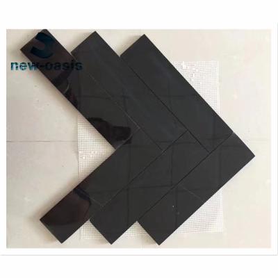 China Black marble Herringbone shape mosaic for sale