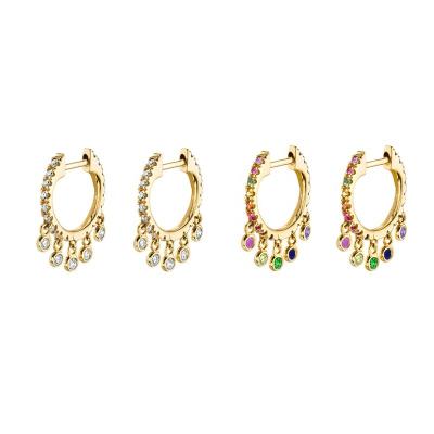 China CLASSIC Women Fashion Jewelry 925 Sterling Silver Diamond Chandelier Huggie Earring Gold Plated for sale