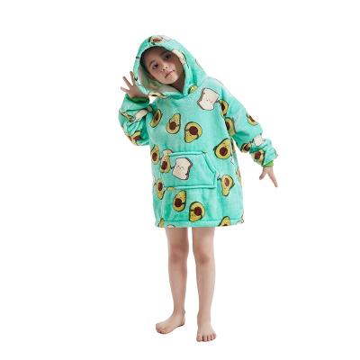 China Anti-Static 2023 New design Printing Hoodie blanket Kids and Adult toddler Wearable warm and soft Blanket with two big Pockets for sale