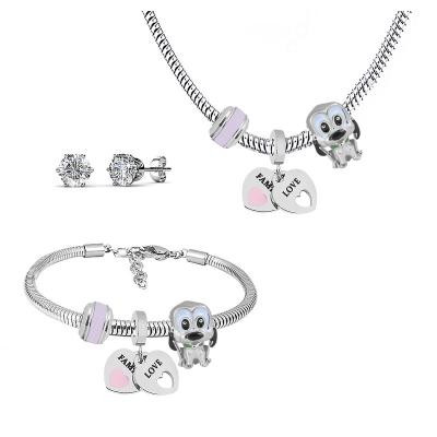 China DIY Cute Lucky Bead Mickey Football Cartoon Stainless Steel Cute Purple Awkward Jewelry Set for sale