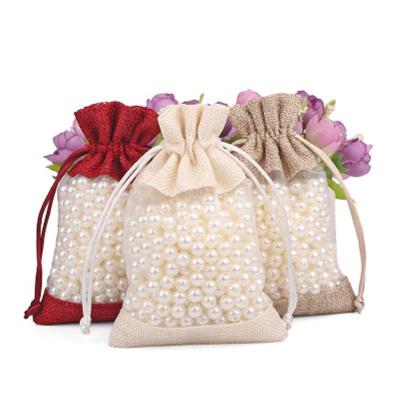 China 10x14cm Jute Drawstring Pouch Jewelry Gift Candy Canvas Bag Strong Candy Bag Party Jute Favor Bag for sale