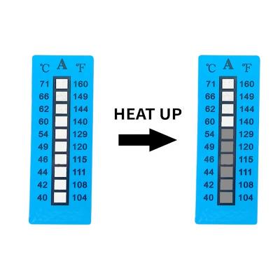 中国 逆戻りしない 40-71°C 104-160°F 10 レベル 高温敏感ラベル 販売のため
