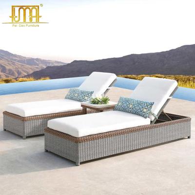 China Modern Outdoor Beach Folding Sun Sofa 3 Piece Chaise Lounge Set for sale