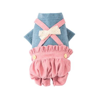 China New Teddy Fashion Autumn Winter Jumpsuits Pomeranian Small Dog Quadruped Clothing Pet Supplies for sale