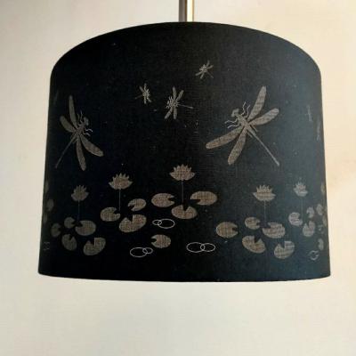 Chine Blue drum shade with lotus flower laser cut à vendre
