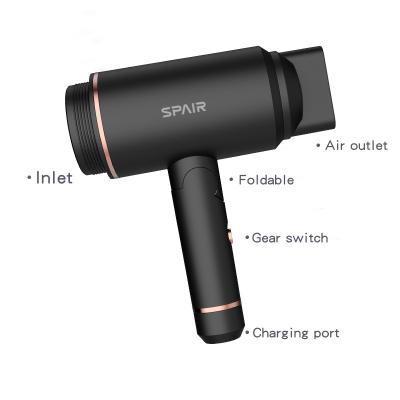 China Custom Portable Travel Revair Ionic Rechargeable High Speed Foldable Cordless Hair Dryer Cordless Hair Dryer Foldable for sale
