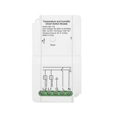 China Wifi Temperature and Humidity Smart Switch Module Tuya APP Switch Diy Breaker Module Voice Remote Control Control for sale