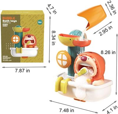 China Water Spray Tool Cartoon Press Lion Kids Bubble Play Baby Bath Water Spray Bubble Shower Toy Splashing Bath Toy for sale
