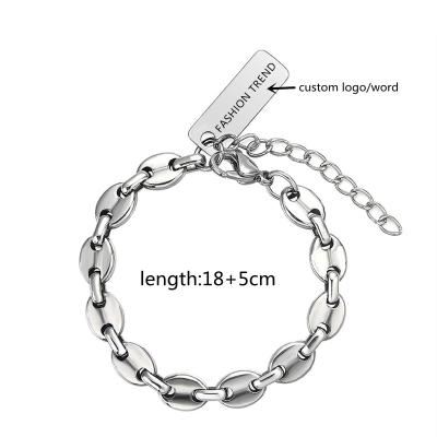 China TRENDY Chain Bracelet for Women Twisted Double Coffee Bean Pig Nose Handmade Rope Chain Bracelet for Girls Stainless Steel Jewelry for sale
