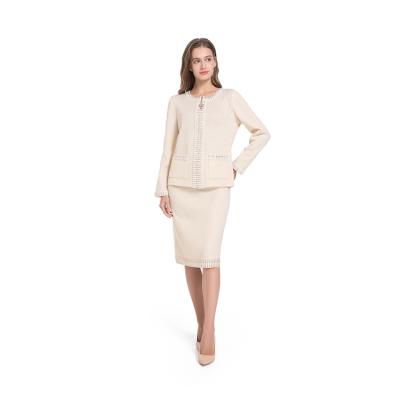 China Plussize/white elegant tops and skirt wholesale factory women suits office dress dry cleaning breathable/comfortable/soft/on sale for sale