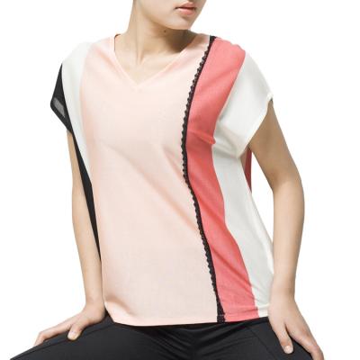 China Plussize/Factory Wholesale Custom Logo Color Stripes Women's T-shirt Dry Cleaning Breathable/Comfortable/Soft/Pungent Causal Women's Wear for sale