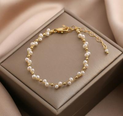 China 2022 Cute Factory Supply 14K Fashion Design Freshwater Pearl Direct Coating Bracelet for sale