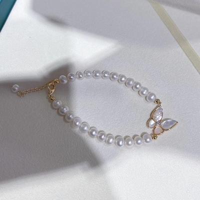 China FASHIONABLE Factory Direct Supply Natural Shell 5~6mm Freshwater Pearl 2022 Bracelet for sale