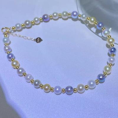 China Factory Direct Supply 4~5mm Akoya Candy Color Pearl 18K Gold Bracelet 2022 TRENDY for sale