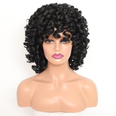 China Best Quality Short Synthetic Wigs Curl Wigs Afro Kinky Kinky Curly Wig For Black Women for sale