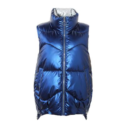 China New autumn and winter waterproof short stand collar thickened down cotton vest women's vest bright jacket for sale