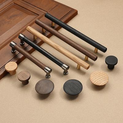 China Contemporary Modern Minimalist Natural Wood Drawer Handle Retro Cabinet Door Closet Luxury High End Wardrobe Handle for sale