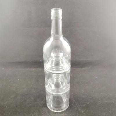 China Beverage factory new release 750ml stacked wine bottle/stacked glass bottle/stacked whiskey bottle for whiskey drink for sale