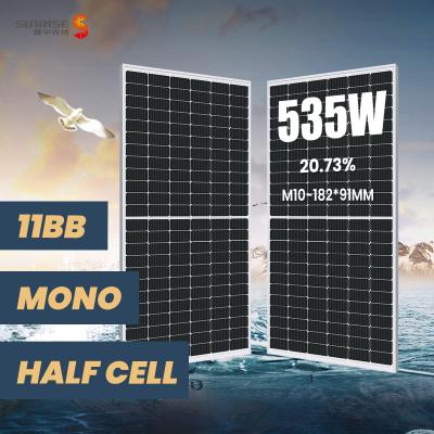 China 535w PV Solar Panel Mono Module Half Cut Cell With PERC DC1500V OEM/ODM Tech SR-72M535HLPro for sale