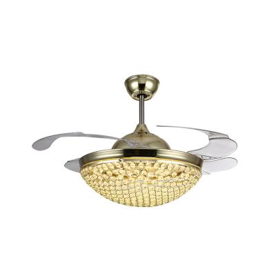 China Blades LED modern 42 inch retractable ceiling lamp fan for guest room bedroom living room led modern ceiling fan for sale
