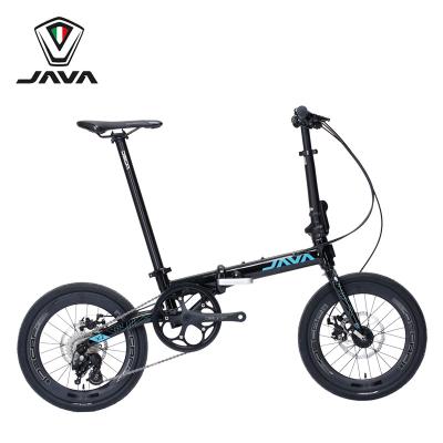 China New JAVA x2 Aluminum Alloy Folding Bicycle Disc Brake 16 Inch 9 Speed Small Ultralight Small Girls Boys Bike Aluminum Alloy Frame for sale