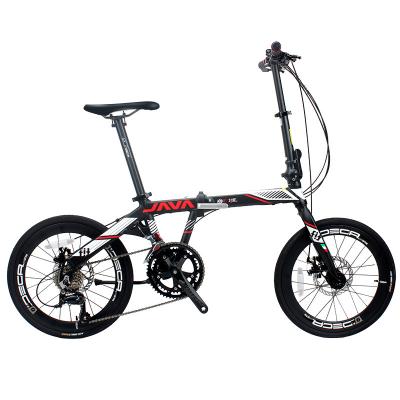 China Aluminum Alloy Java Folding Bicycle FIT Aluminum Alloy Frame 20 Inch 406 Inch 18 Speed Disc Brake Folding Cavity Crank Portable Lightweight Bike for sale